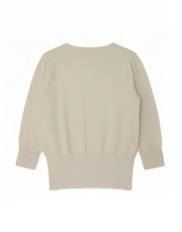 Zara Femme Cardigan Pull UK 12 Moyen Blanc Viscose
