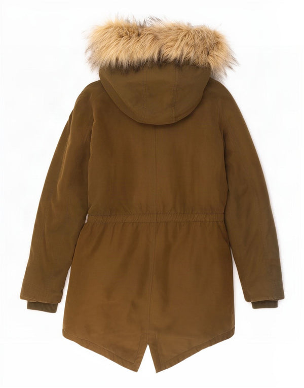 Guess Veste Parka surdimensionnée à capuche pour femme UK 6 XS Kaki Polyester