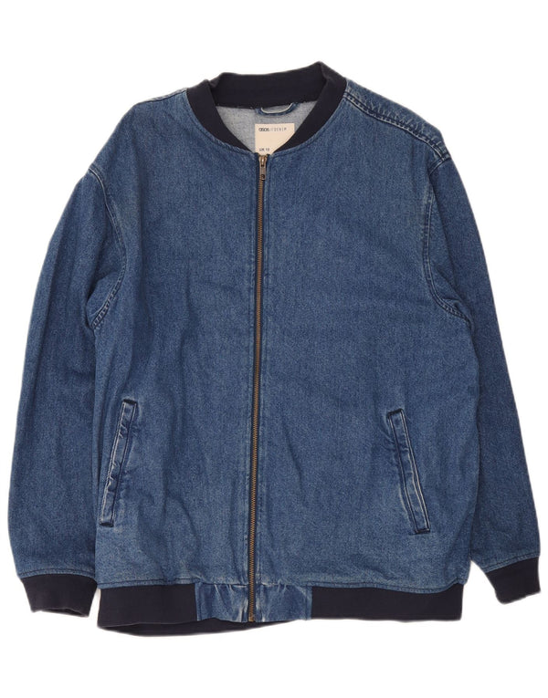 Asos Femme Veste En Jean Oversize UK 10 Petit Bleu Colorblock Coton
