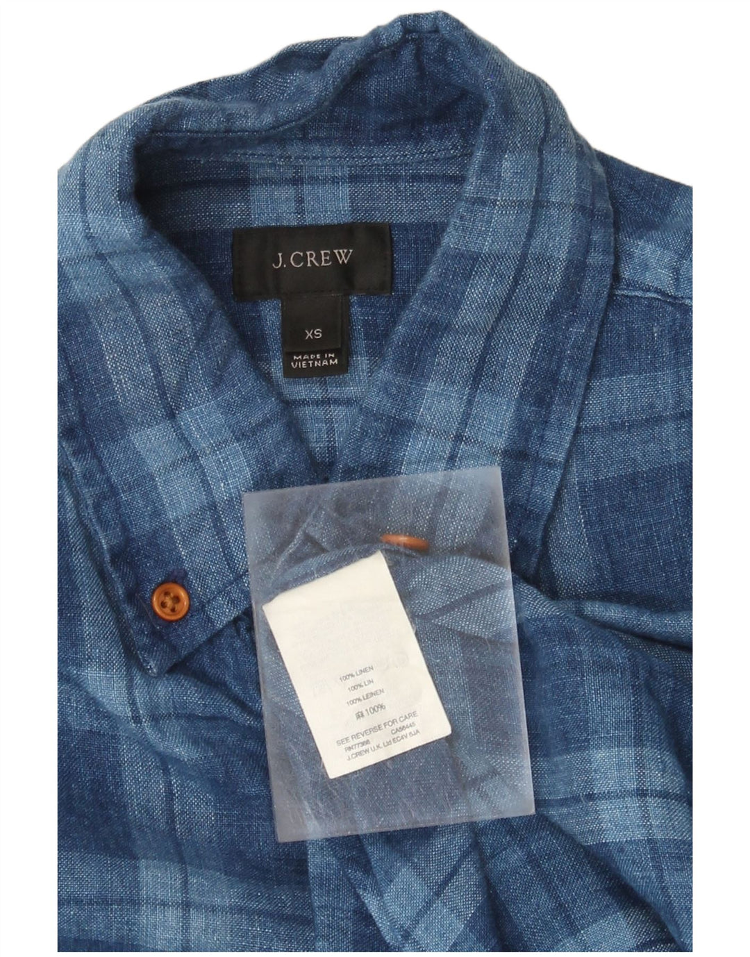 J. CREW Chemise à manches courtes pour hommes XS Bleu à carreaux en lin