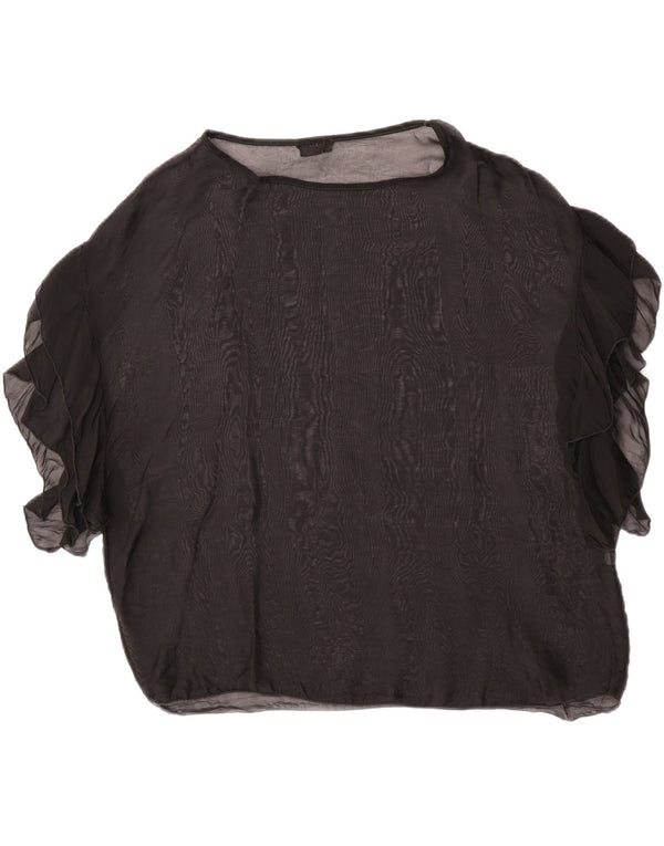 King Kong Chemisier transparent surdimensionné pour femme UK 10 Petite soie noire