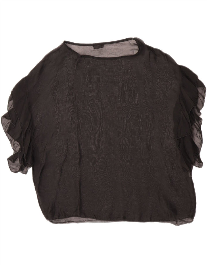 King Kong Chemisier transparent surdimensionné pour femme UK 10 Petite soie noire