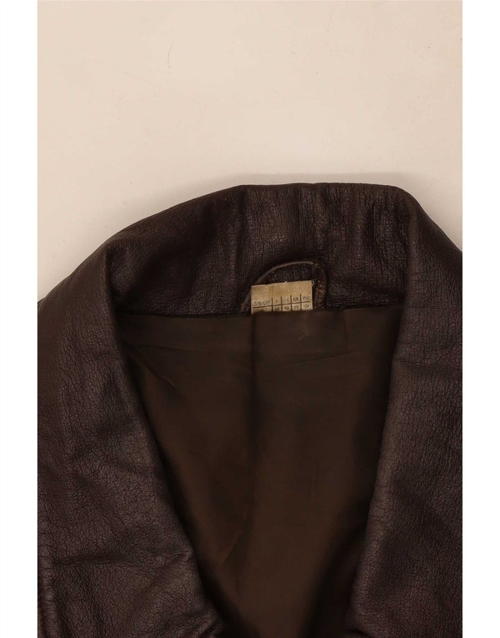 Veste en cuir femme vintage UK 20 2XL Marron