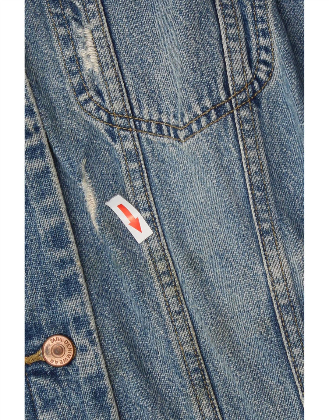Zara Veste en jean surdimensionnée en détresse pour femme UK 10 Petit coton bleu