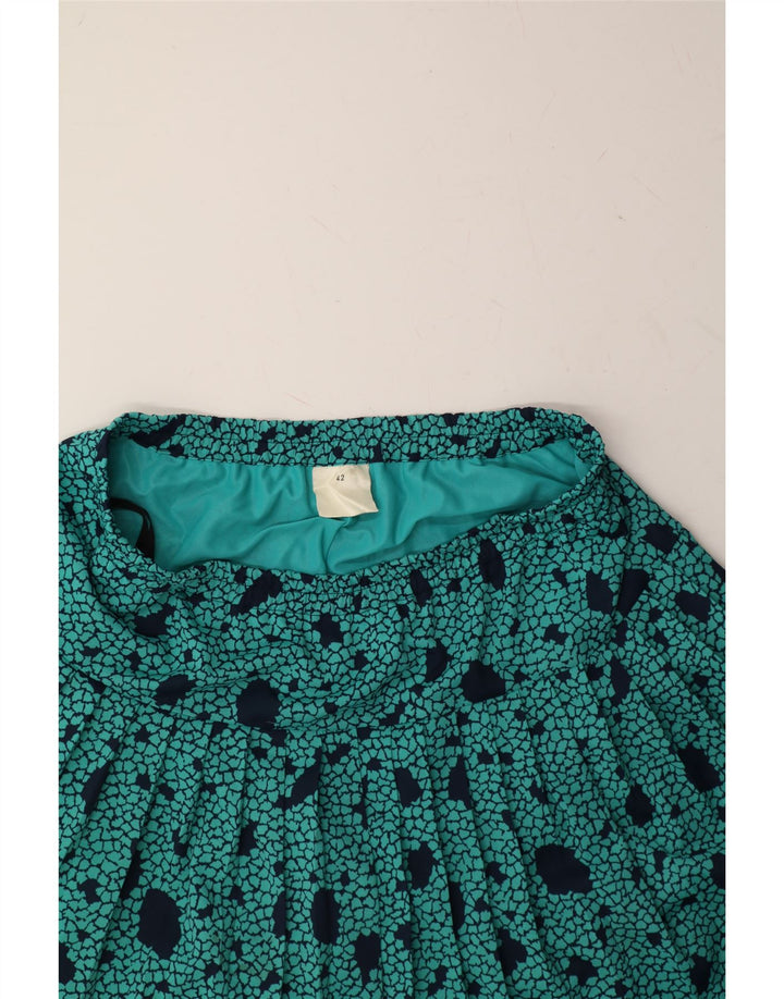 VINTAGE Womens Abstract Pattern Pleated Skirt EU 42 Large W32  Turquoise Vintage Vintage and Second-Hand Vintage from Messina Hembry 