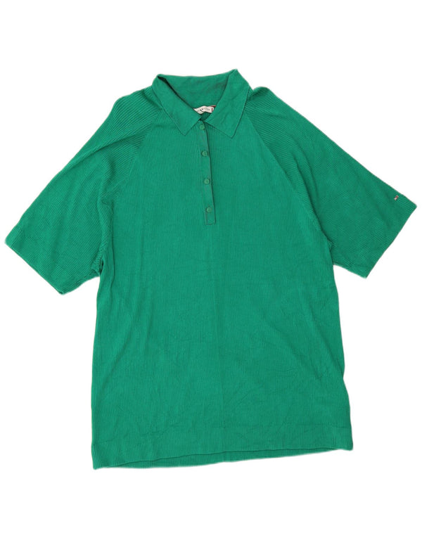 Tommy Hilfiger Polo surdimensionné pour femme UK 16 Large Vert Viscose