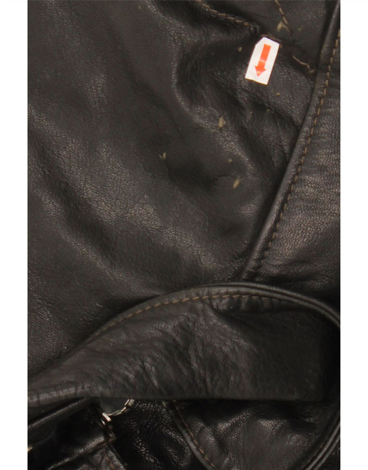 VINTAGE Veste en cuir homme UK 40 Grand cuir noir