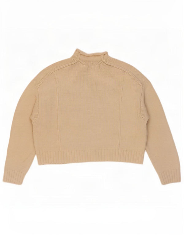 Zara Pull court surdimensionné à col roulé pour femme UK 16 Large Beige