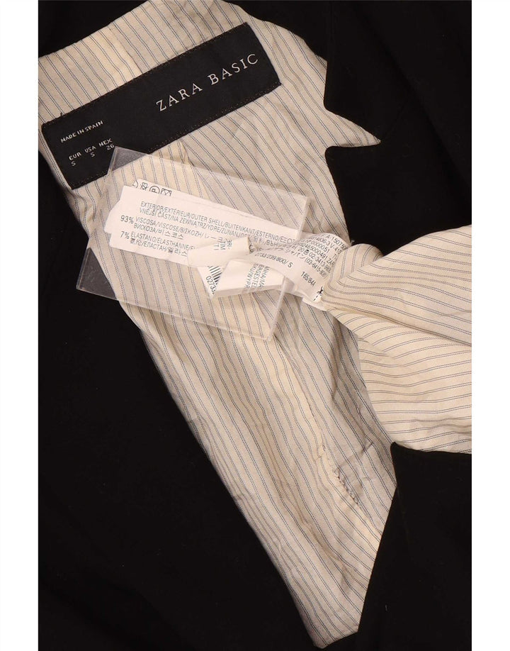 Zara Veste Blazer 1 Bouton Femme UK 10 Petite Viscose Noire