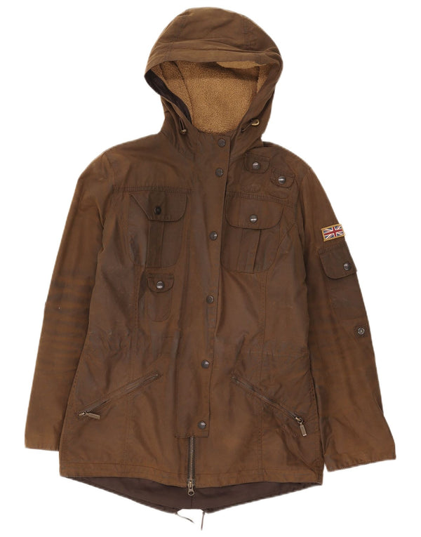 Barbour Veste Parka à capuche en coton ciré pour femme UK 8 Small Kaki