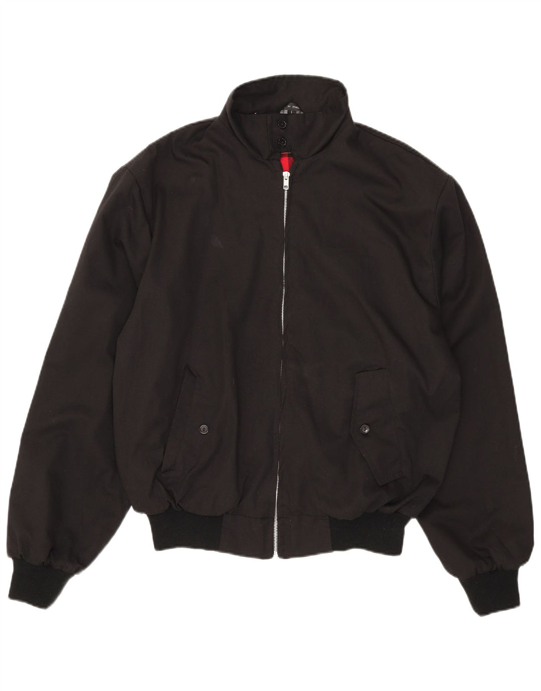 vintage Mens Bomber Jacket UK 40 Grand Polyester Noir