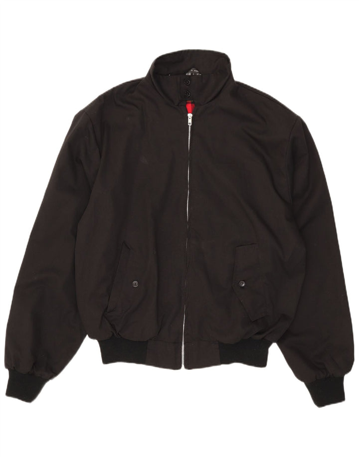 vintage Mens Bomber Jacket UK 40 Grand Polyester Noir