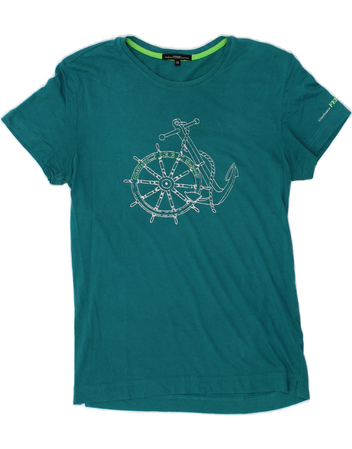 GIANFRANCO FERRE Mens Graphic T-Shirt Top IT 48 Medium Green Cotton Vintage Gianfranco Ferre and Second-Hand Gianfranco Ferre from Messina Hembry 
