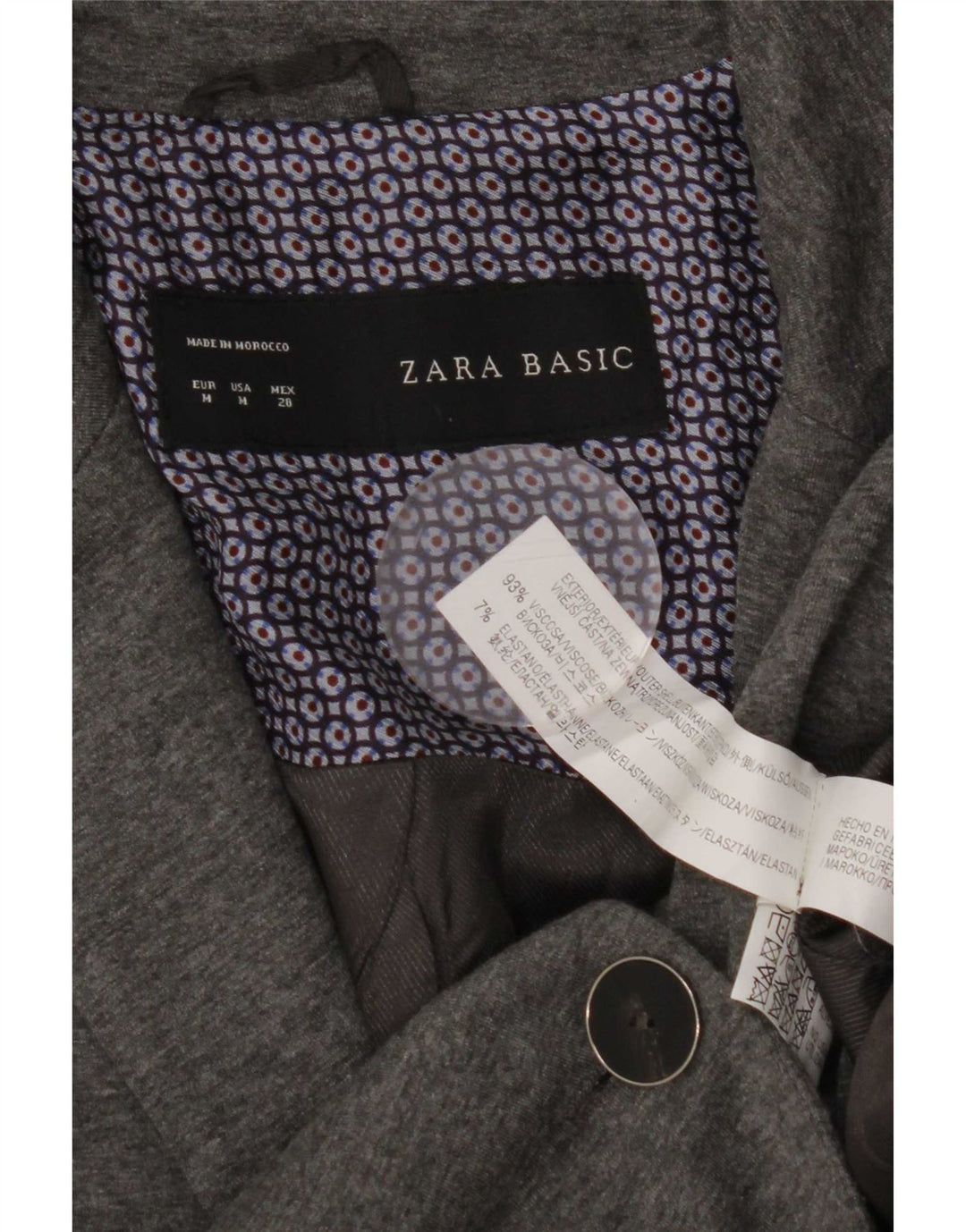 Zara Veste Blazer 1 Bouton Femme UK 12 Gris Moyen Viscose
