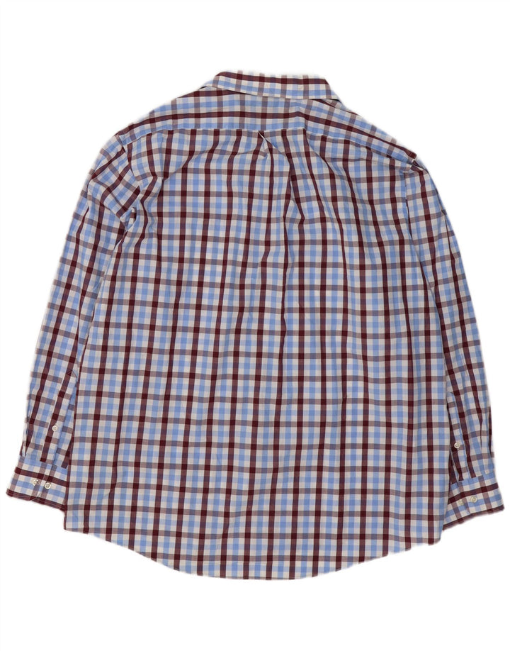 Chaps Chemise coupe classique pour homme Taille 17 1/2 XL Coton à carreaux bleus