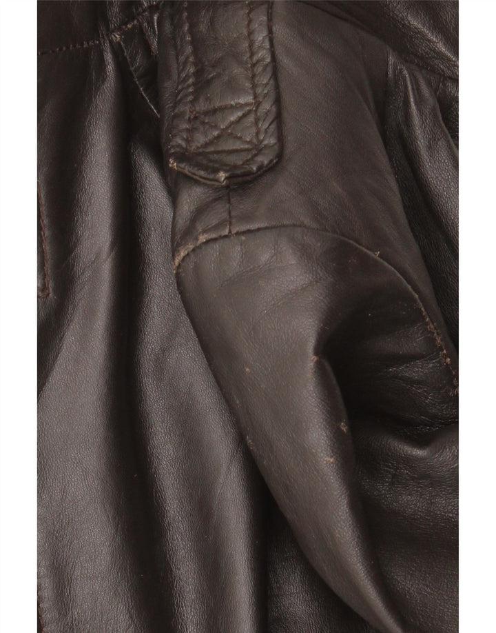 Zara Veste en cuir pour femme UK 10 Petit cuir marron