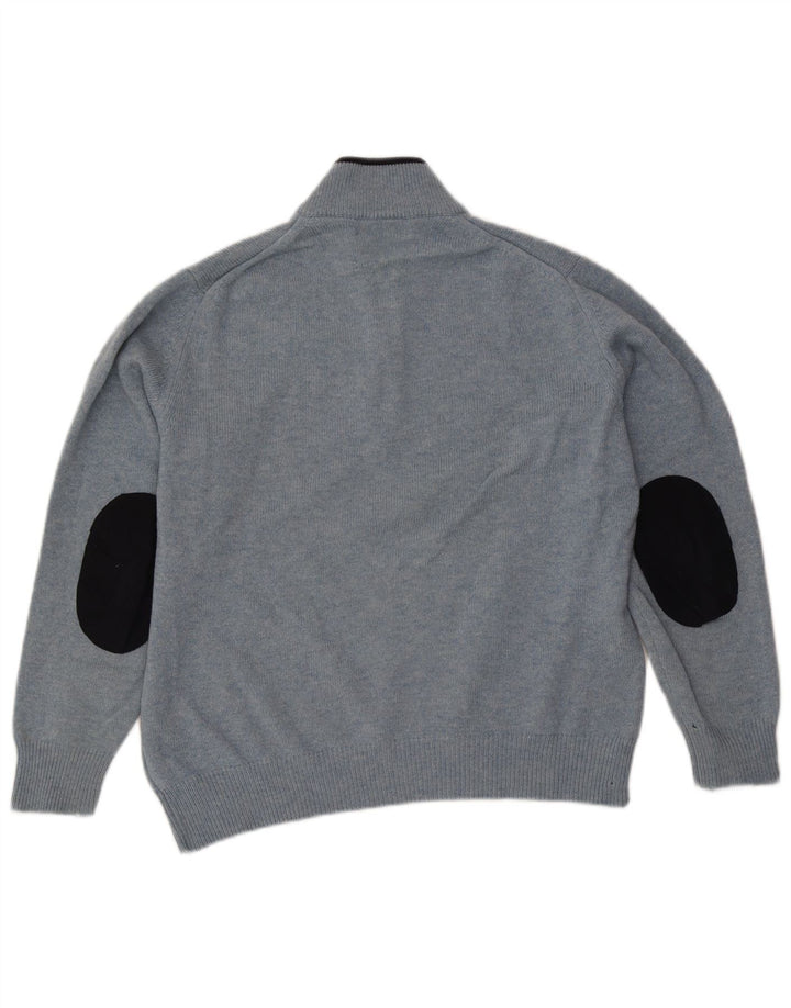 Fred Perry Pull Col Zippé Homme Bleu Moyen Laine