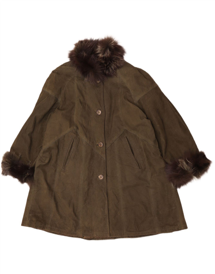 Talenti Manteau en cuir pour femme UK 18 XL Cuir kaki