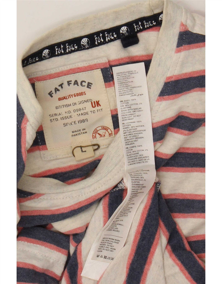 Fat Face T-Shirt Homme Haut Large Gris Rayé Coton
