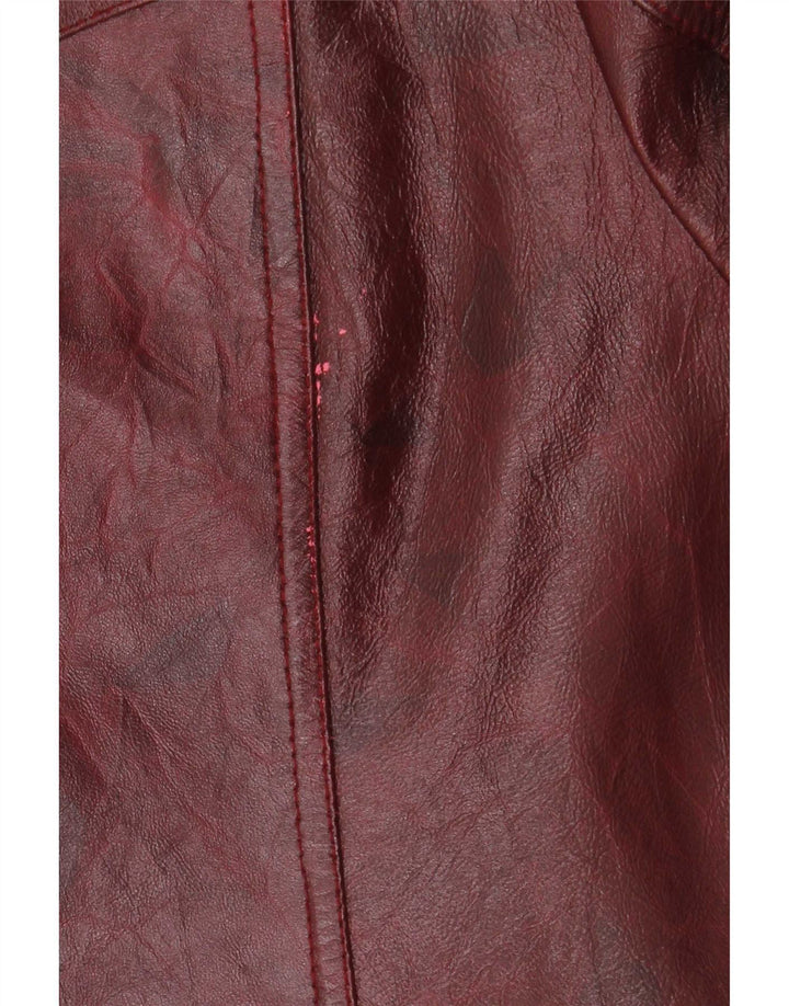 veste en cuir femme vintage UK 26 5XL Bourgogne