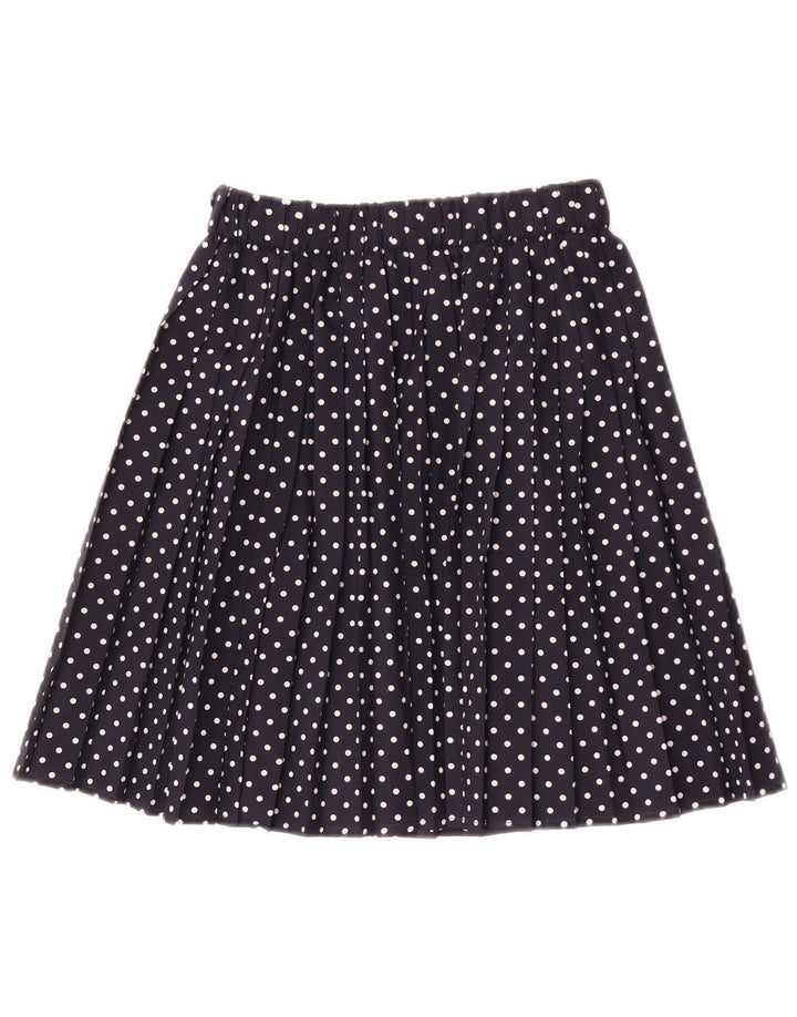 vintage Femme Mini Jupe Plissée IT 42 Moyen W26 Bleu Marine à Pois