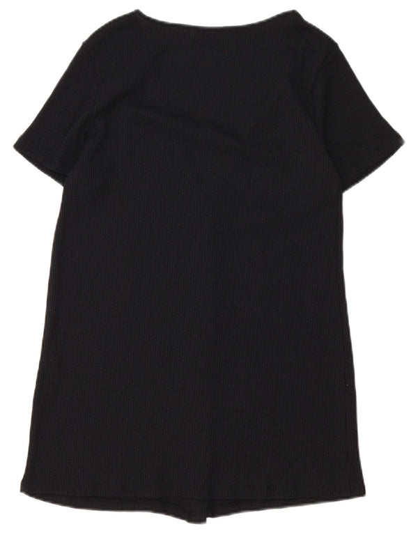 Zara Chemisier à manches courtes pour femme UK 10 Small Noir Viscose