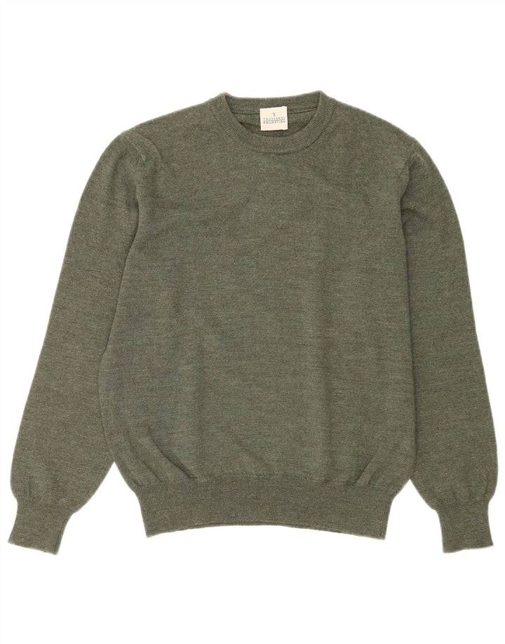 Trussardi Pull Col Rond Petit Vert Laine Vierge Homme