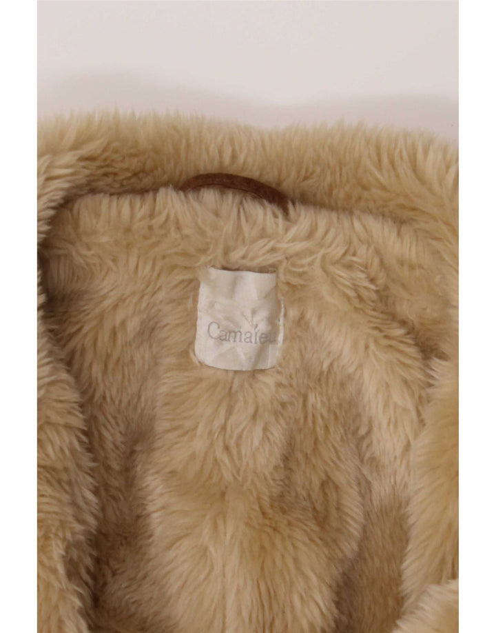 Camaieu Manteau en peau de mouton à double boutonnage pour femme UK 14 Grand cuir beige