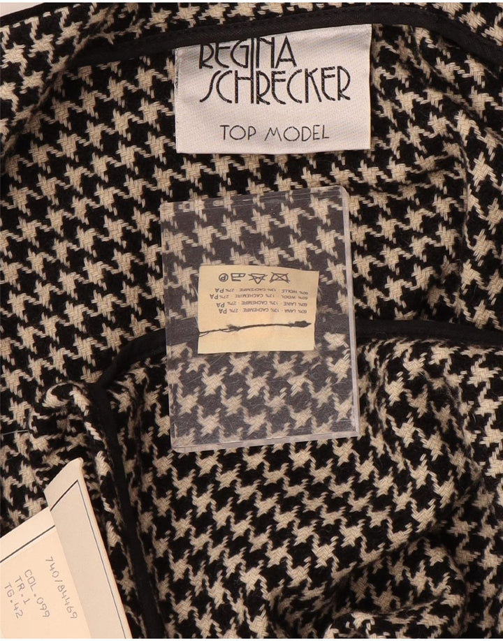 Regina Schrecker Manteau Poncho Femme IT 42 Laine Pied-de-Poule Noir Moyen