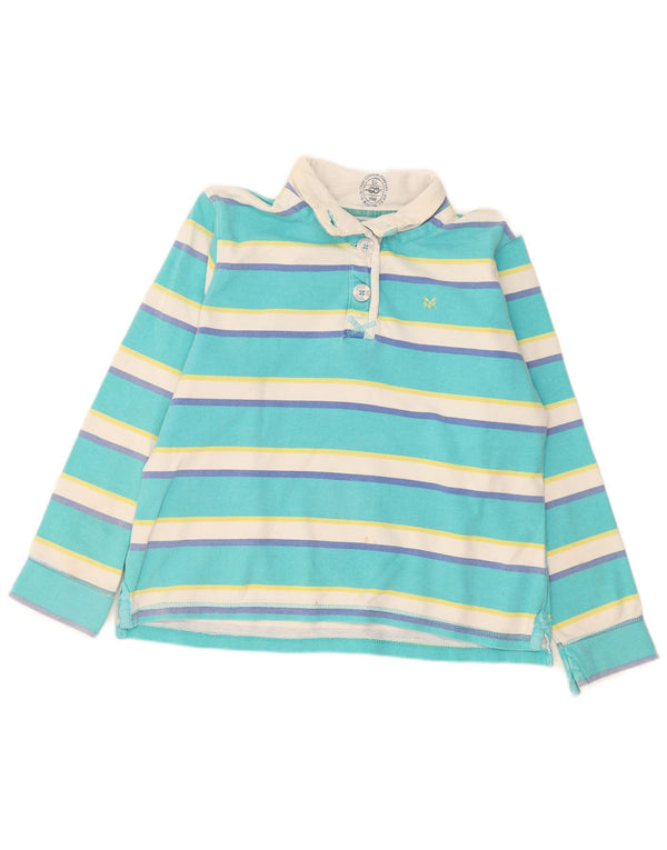 Crew Clothing Sweat-shirt à col boutonné pour femme UK 44 Large Rayé Bleu