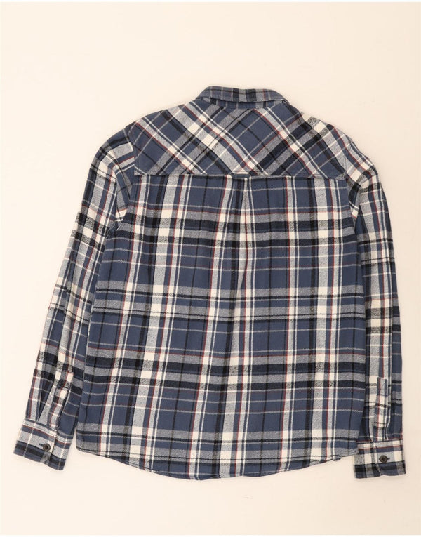 Weird Fish Chemise Flanelle Homme Bleu Moyen Carreaux Coton