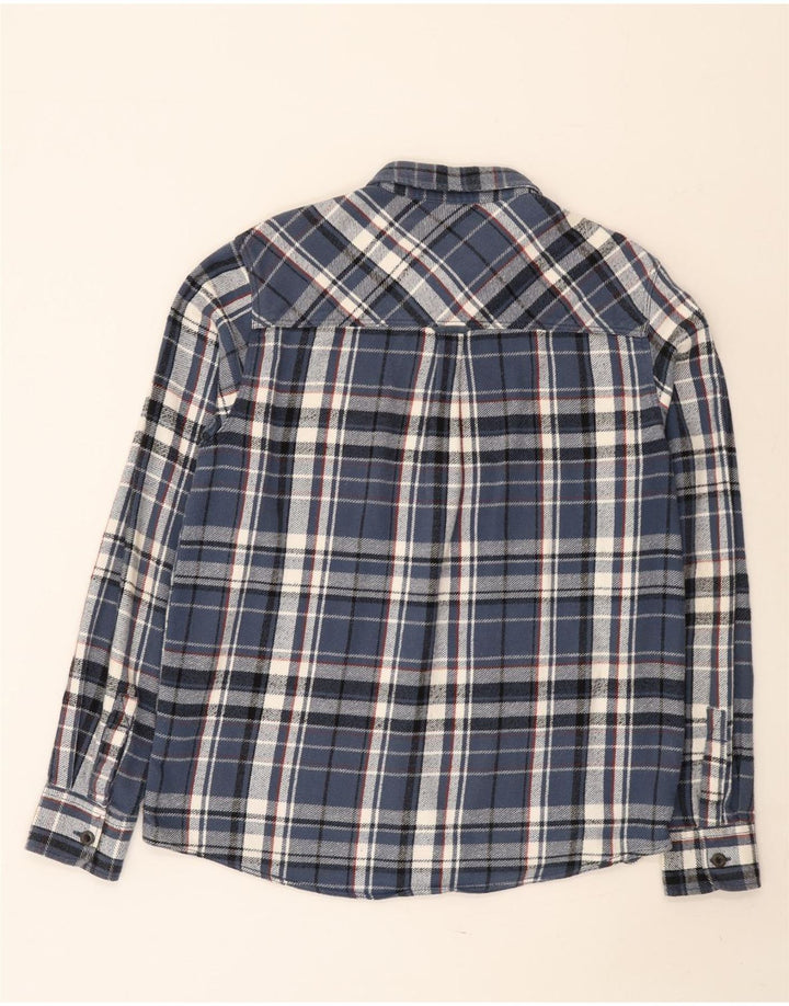 Weird Fish Chemise Flanelle Homme Bleu Moyen Carreaux Coton