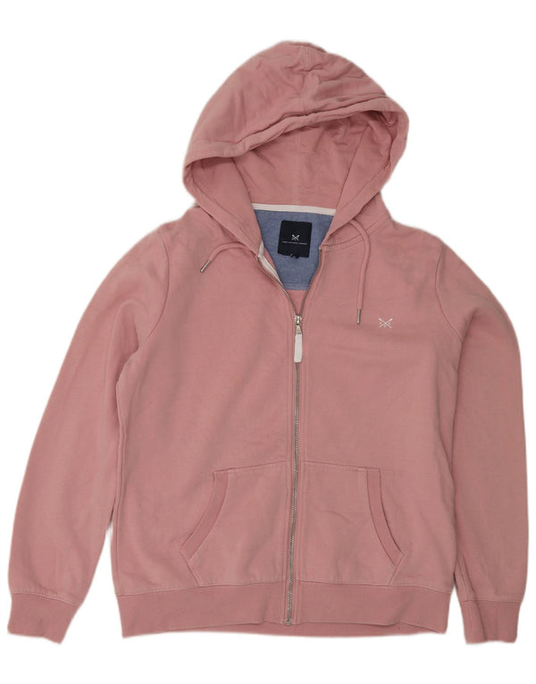 Crew Clothing Pull à capuche zippé coupe régulière pour femme Rose moyen UK 12