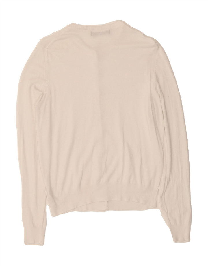 MARKS & SPENCER Womens Cardigan Sweater UK 14 Large White Viscose Vintage Marks & Spencer and Second-Hand Marks & Spencer from Messina Hembry 