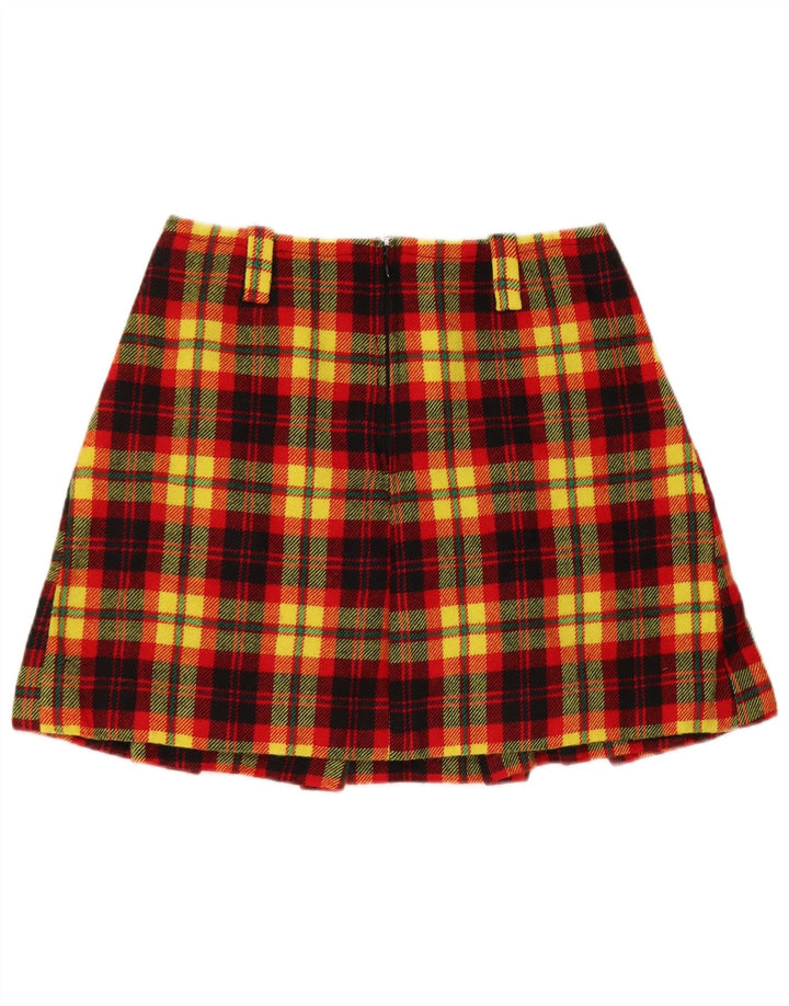 vintage Femme Mini Jupe W28 Plaid Jaune Moyen