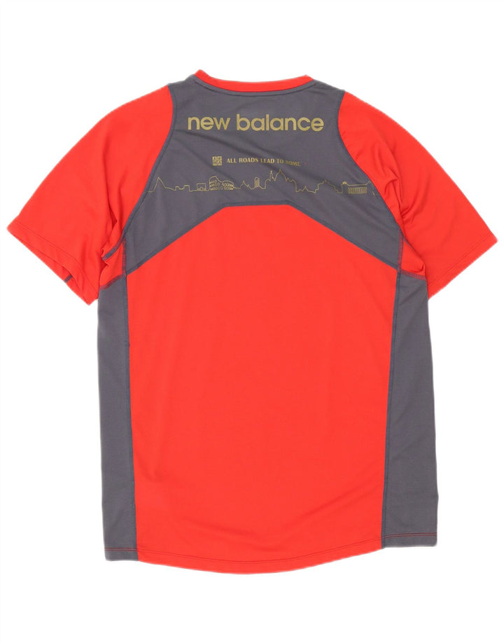 New Balance T-Shirt Graphique Homme Rouge Moyen Polyester Colorblock