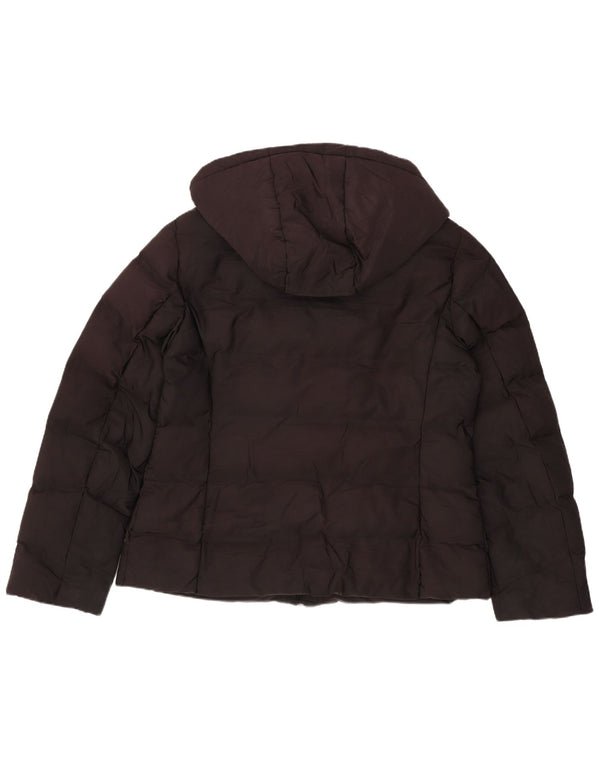 Zara Veste matelassée à capuche pour femme UK 16 Large Noir Polyester