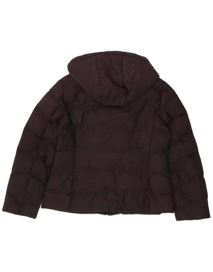 Zara Veste matelassée à capuche pour femme UK 16 Large Noir Polyester