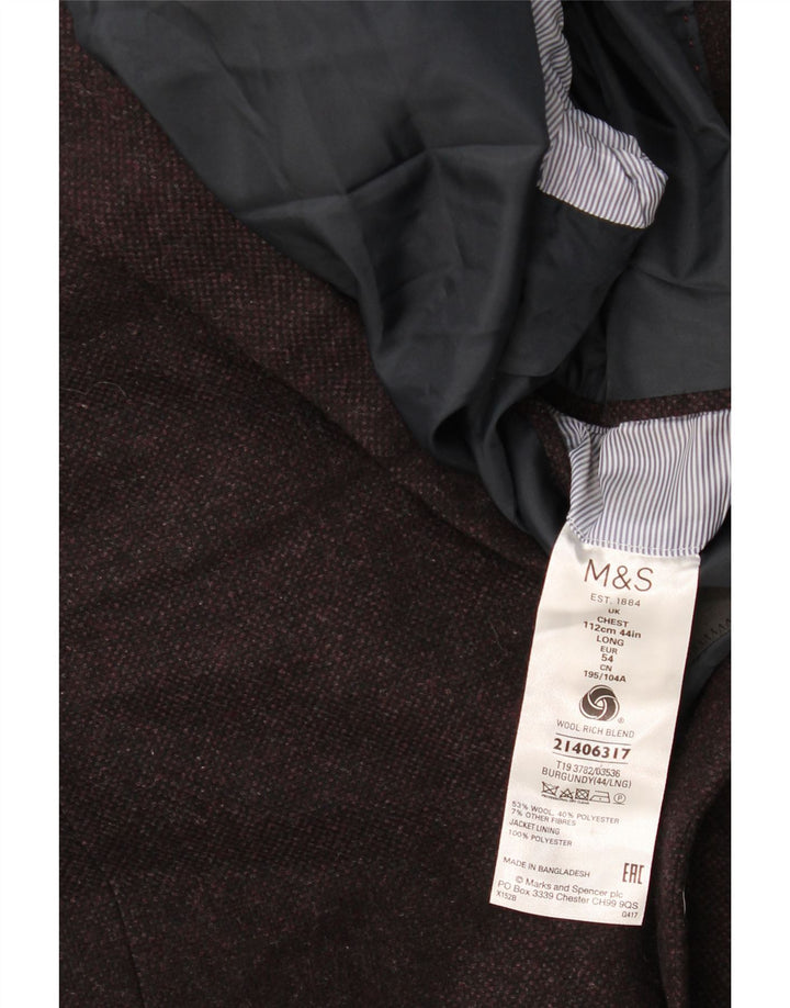 Marks & Spencer Veste blazer à 2 boutons pour homme UK 44 2XL Laine bordeaux