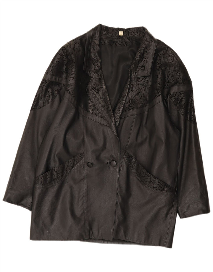 Veste en cuir surdimensionnée femme vintage IT 48 2XL Cuir noir