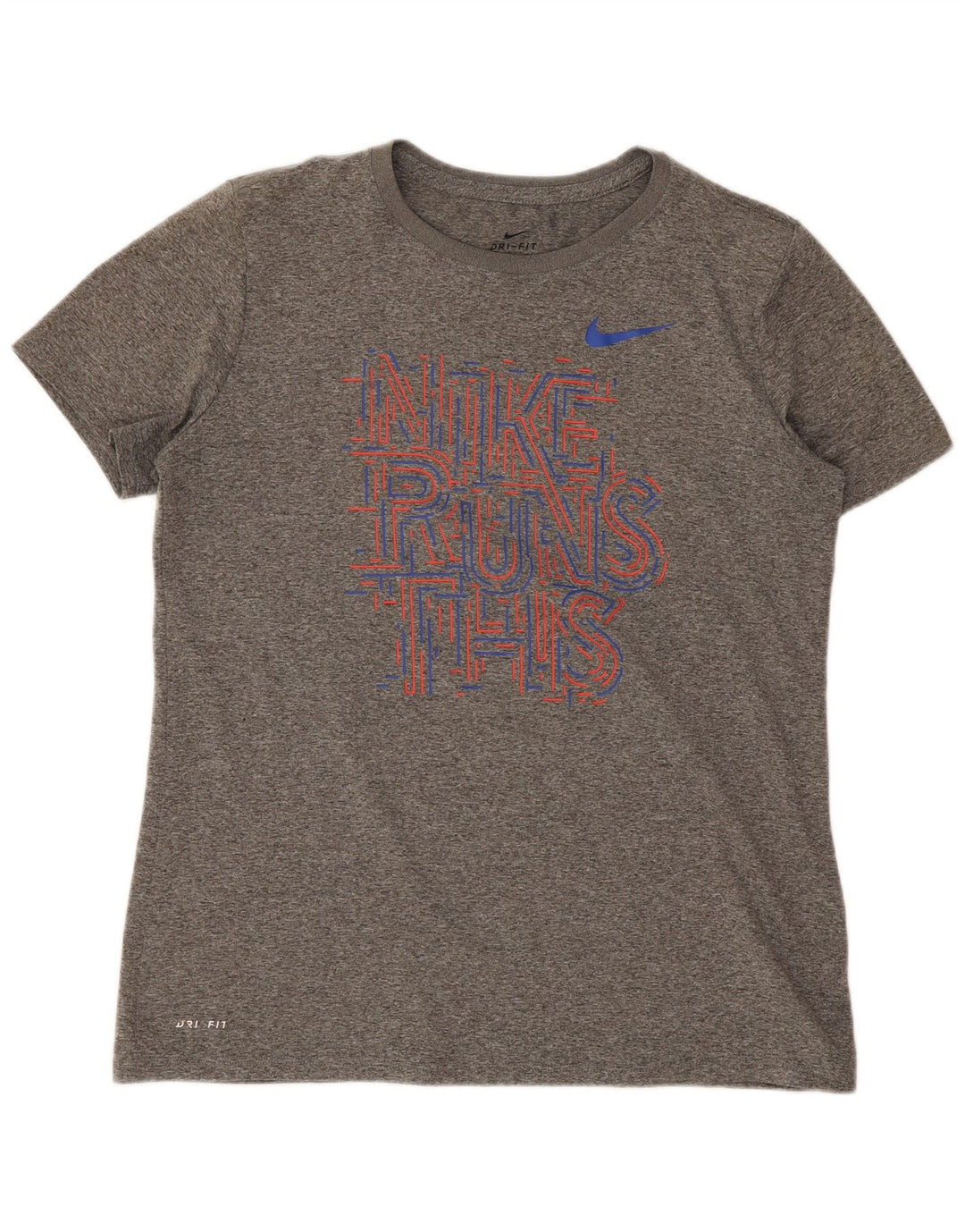 Nike Womens Dri Fit Graphic T-Shirt Top UK 14 Gris Moyen