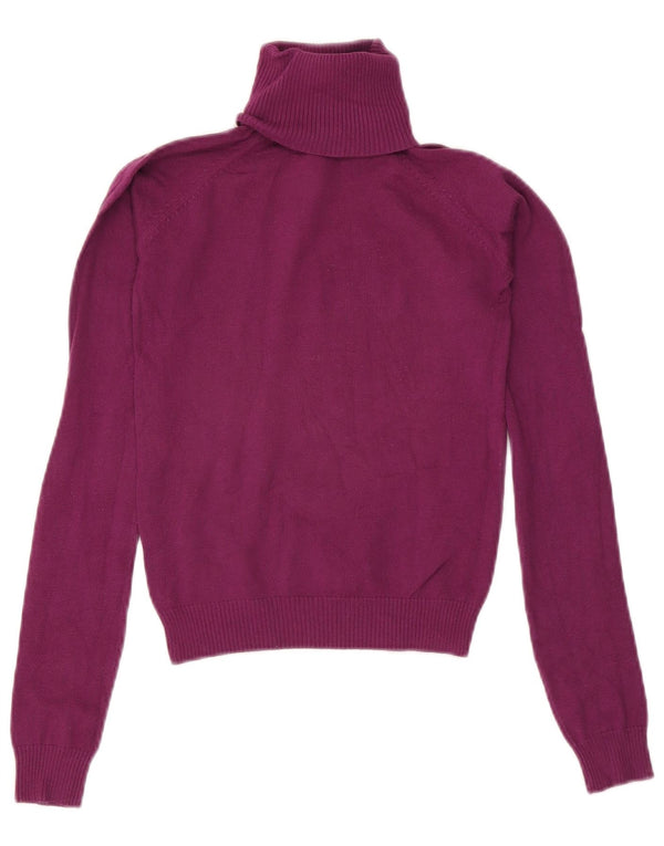 Zara Pull court à col roulé pour femme UK 4 XS Violet Coton