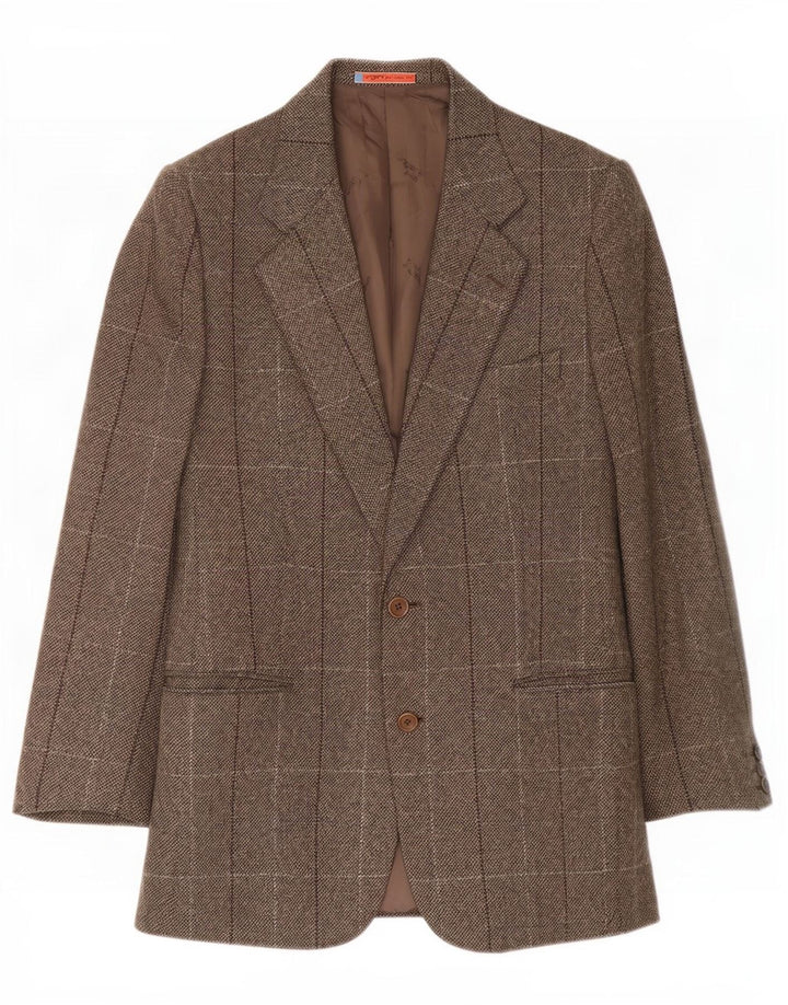 Ungaro Veste Blazer 2 Boutons Homme IT 48 Marron Moyen à Carreaux Laine Vierge