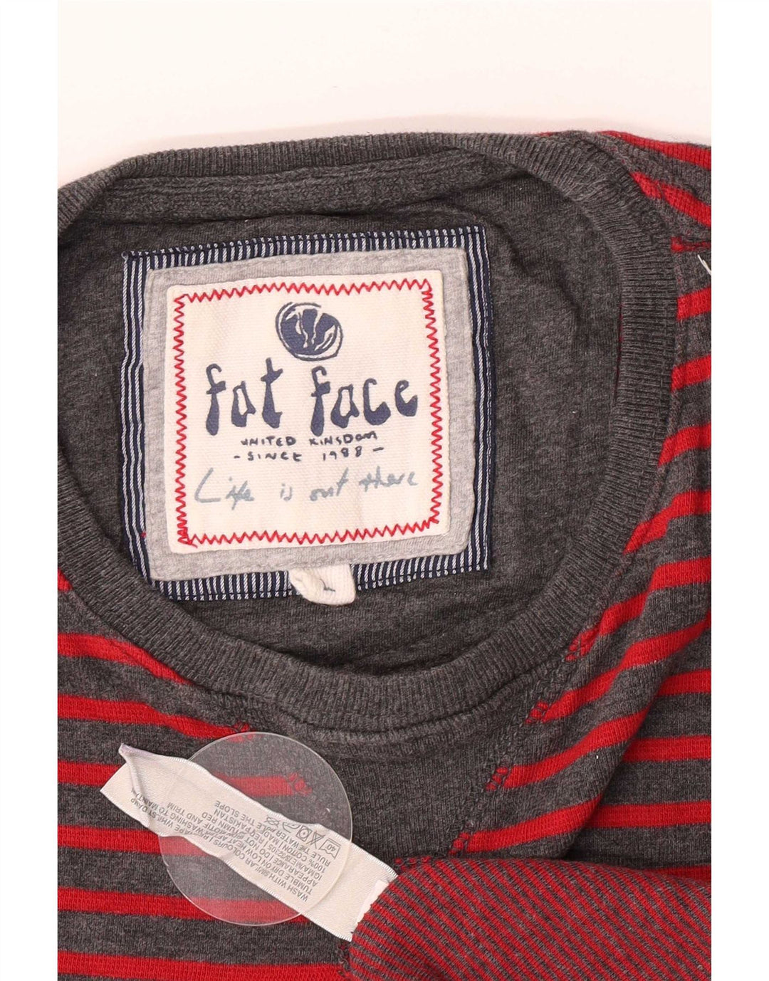 Fat Face Haut à manches longues pour homme en coton à fines rayures gris
