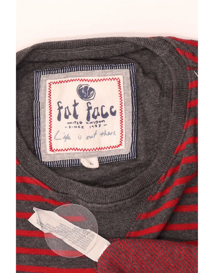 Fat Face Haut à manches longues pour homme en coton à fines rayures gris