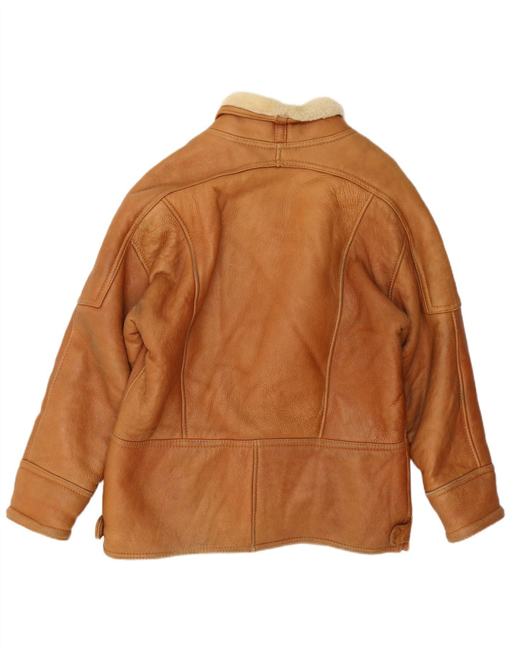 veste en peau de mouton vintage pour homme UK 40 Grande peau de mouton brune