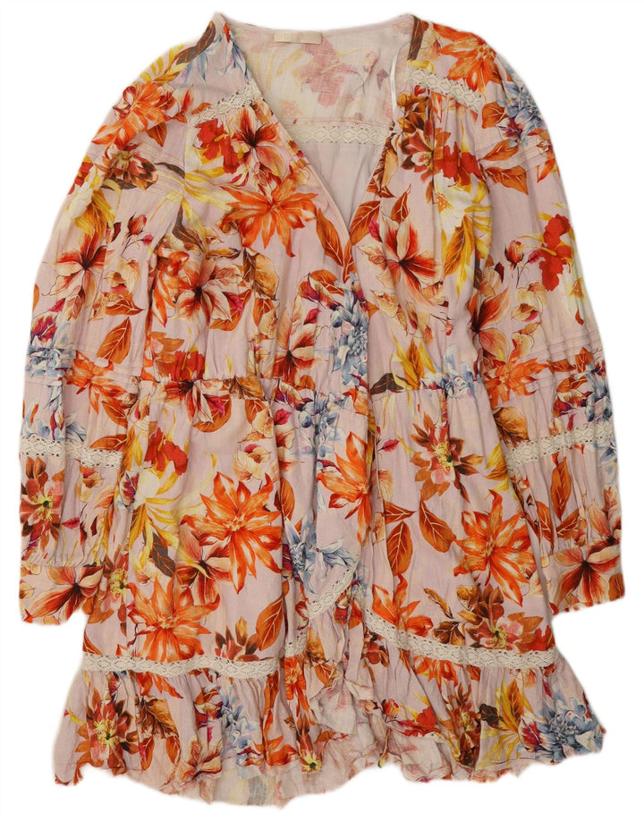 Guess Robe à volants pour femme UK 42 Medium Multicolore Floral Viscose