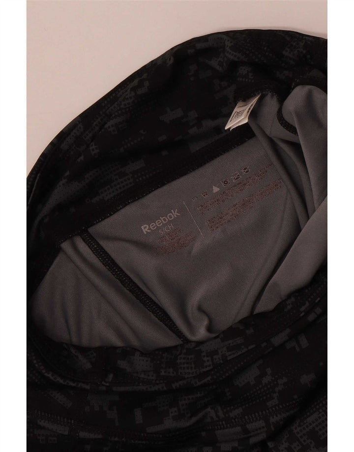 Reebok Leggings Capri Femme UK 8 Small Noir Camouflage