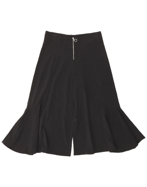 Zara Womens Cullotes Capri Trousers Small W26 L19 Black Silk