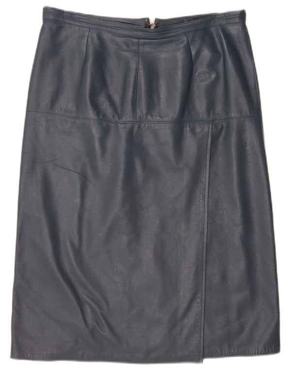 jupe en cuir taille haute femme vintage IT 46 Large W30 Bleu